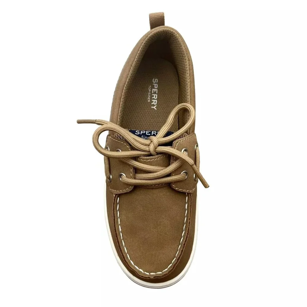 Sperry Youth Boy's Boat Shoes Size 1 Brown/Beige Lightweight & Comfortable